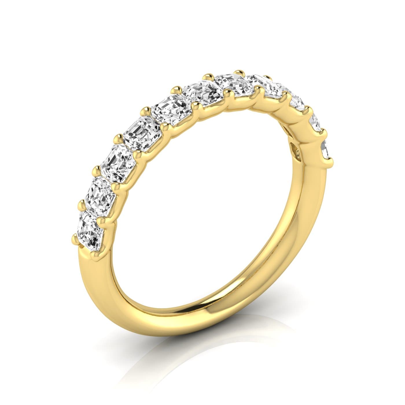 1/2 Spread Asscher Diamond Wedding Band (1.1 ct. tw.), Front view in yellow gold
