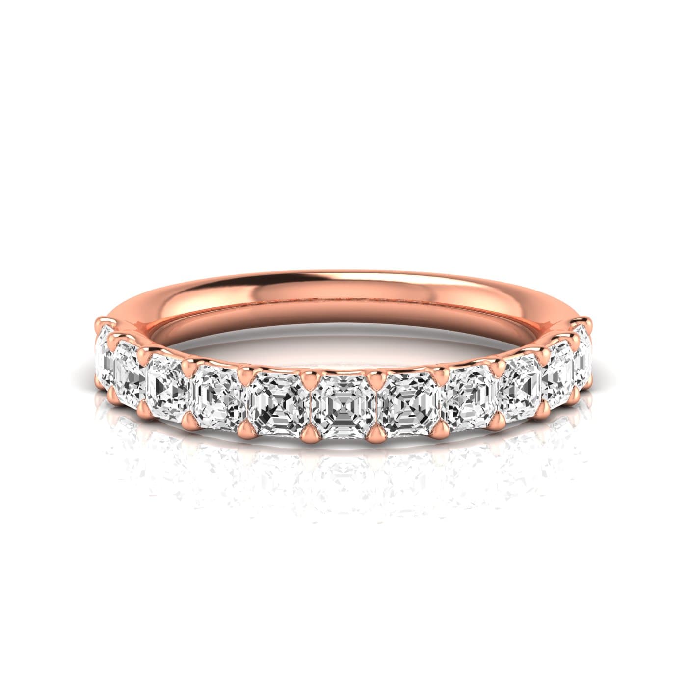 1/2 Spread Asscher Diamond Wedding Band (1.1 ct. tw.), Side view in rose gold
