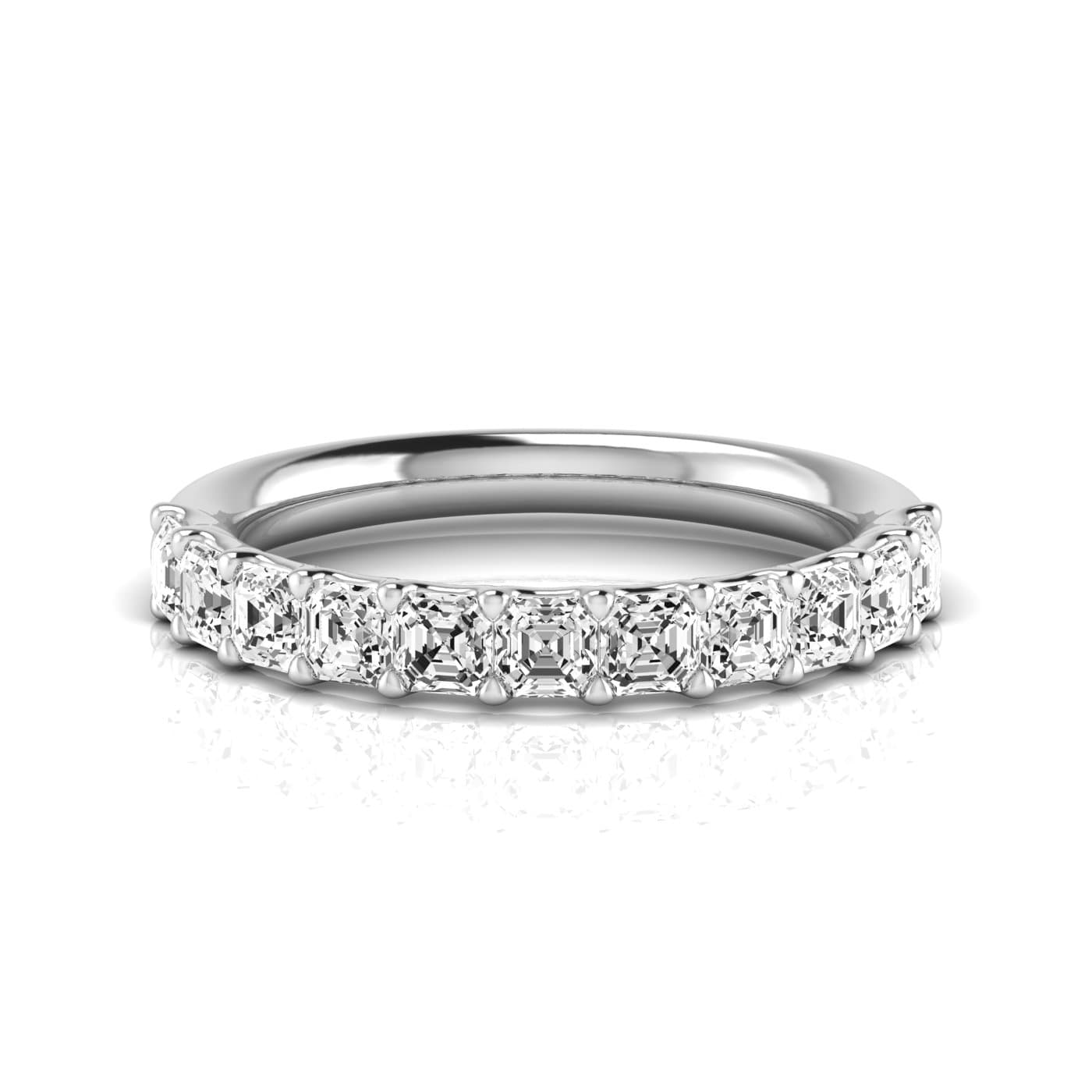 1/2 Spread Asscher Diamond Wedding Band (1.1 ct. tw.), Side view in white gold or platinum