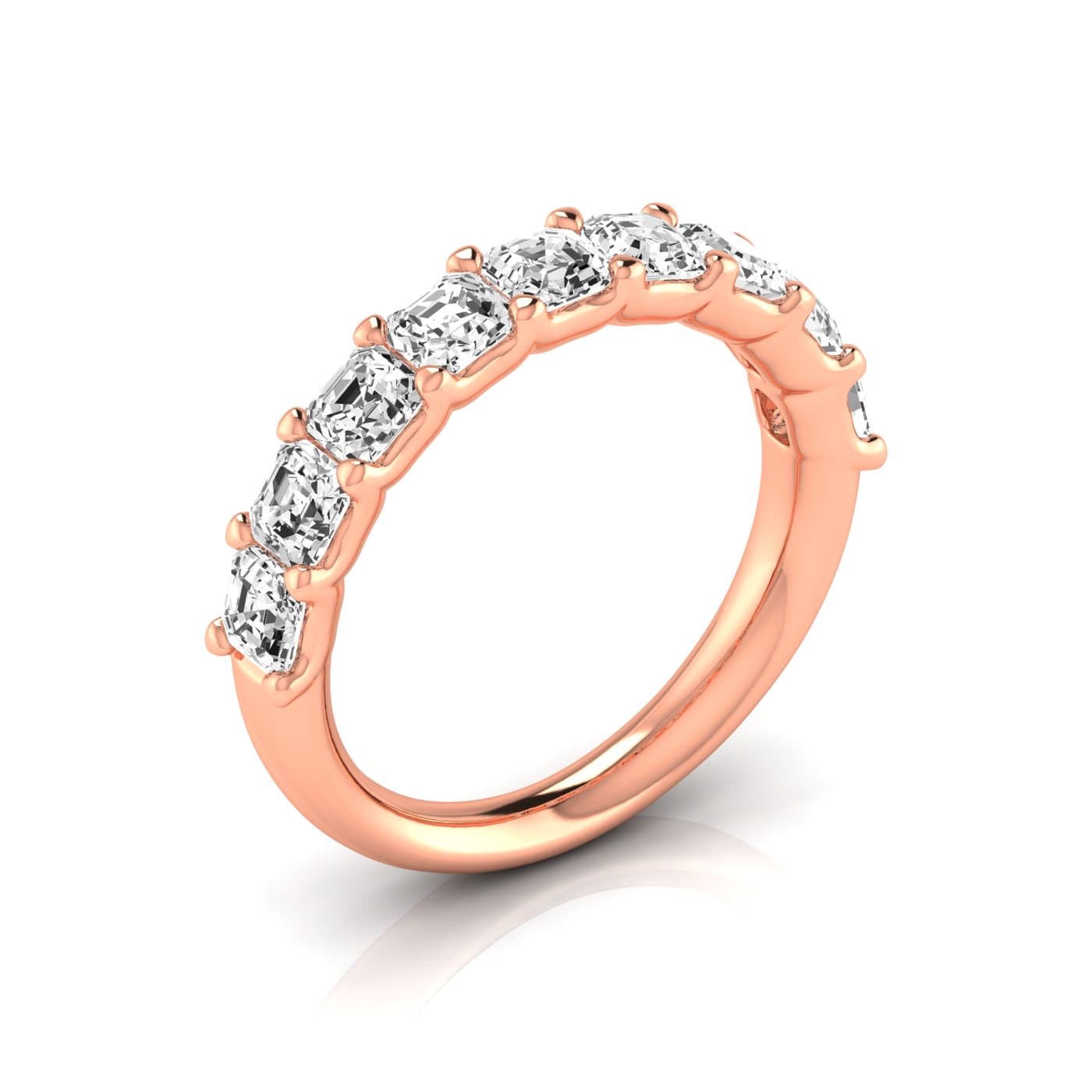 1/2 Spread Asscher Diamond Wedding Band (2 1/4 ct. tw.), Front view in rose gold