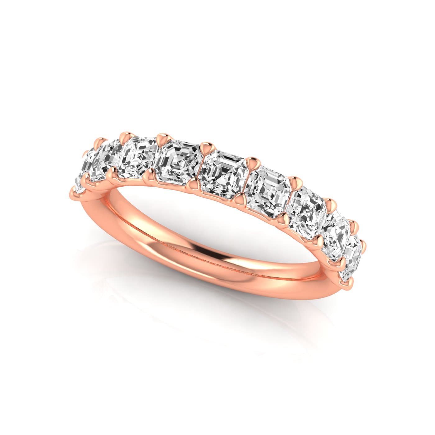 1/2 Spread Asscher Diamond Wedding Band (2 1/4 ct. tw.), On hand view in rose gold