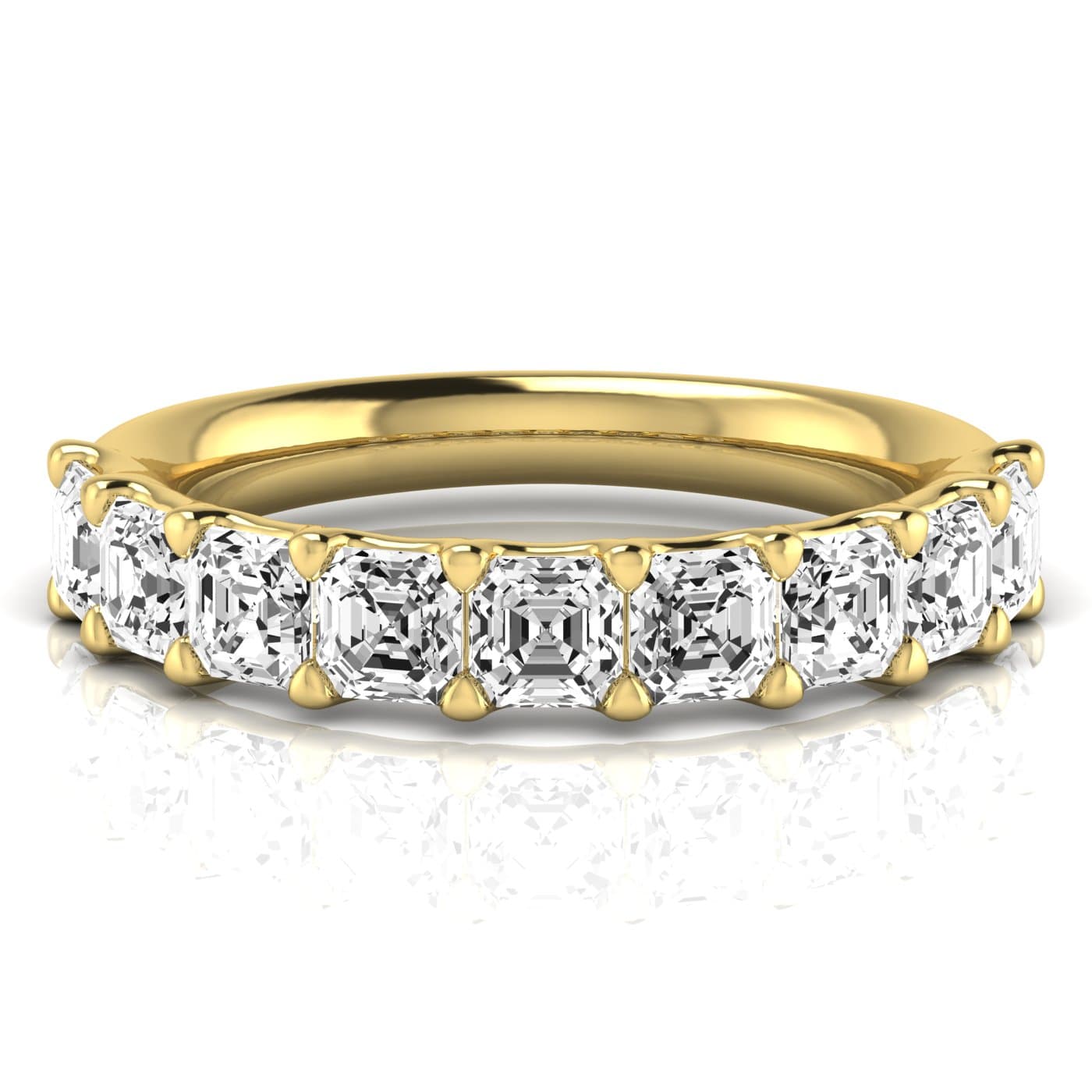 1/2 Spread Asscher Diamond Wedding Band (2 1/4 ct. tw.), Side view in yellow gold