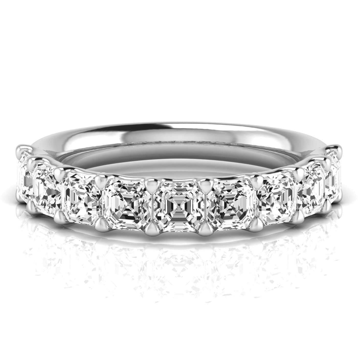 1/2 Spread Asscher Diamond Wedding Band (2 1/4 ct. tw.), Side view in white gold or platinum