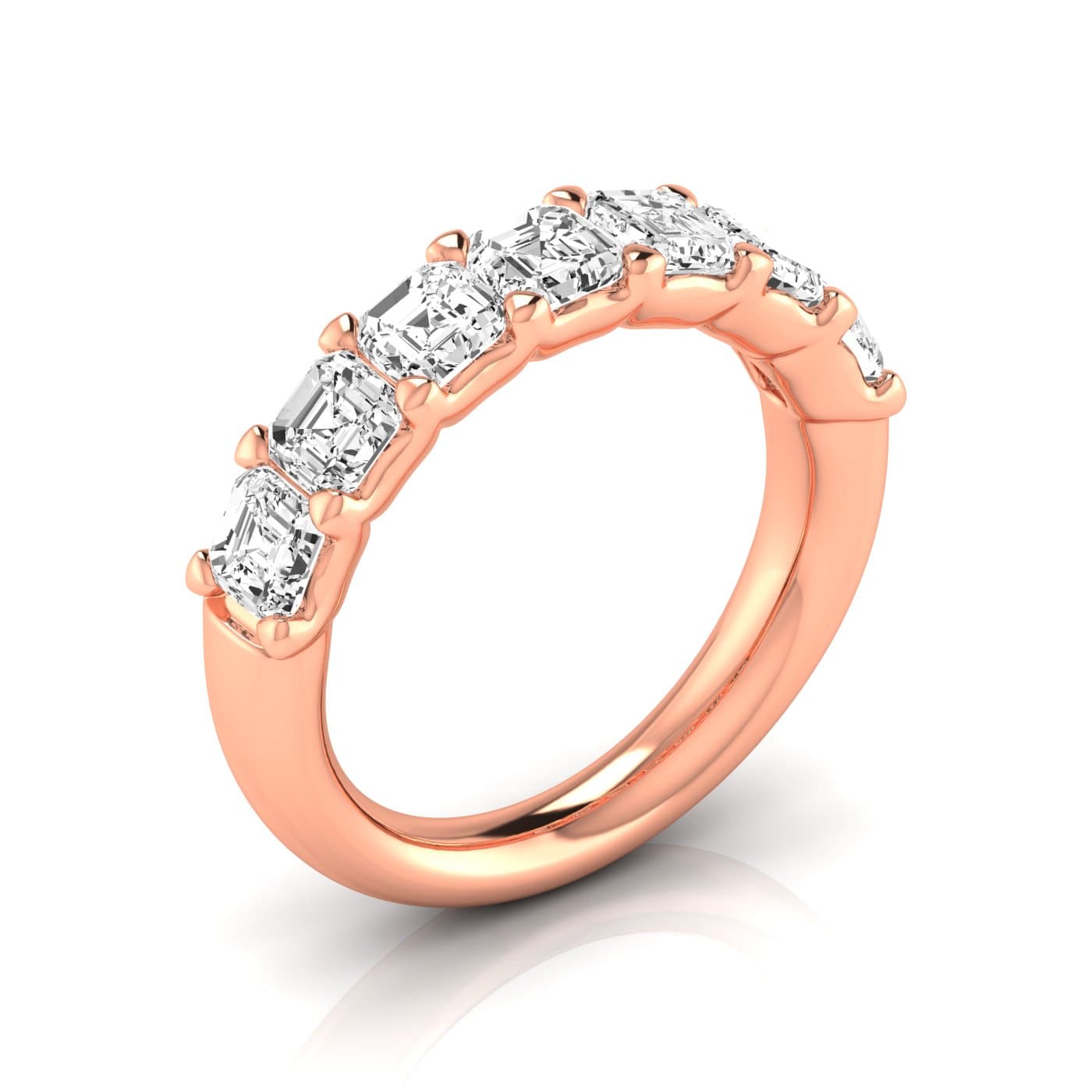 1/2 Spread Asscher Diamond Wedding Band (2.31 ct. tw.), Front view in rose gold
