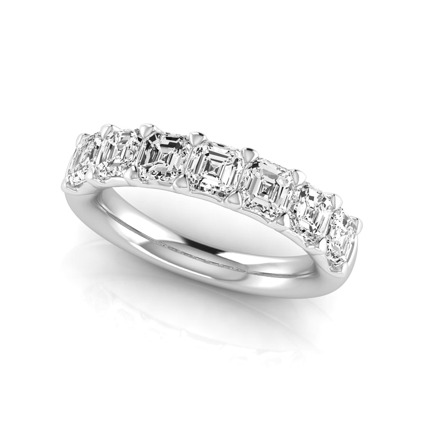 1/2 Spread Asscher Diamond Wedding Band (2.31 ct. tw.), On hand view in white gold or platinum