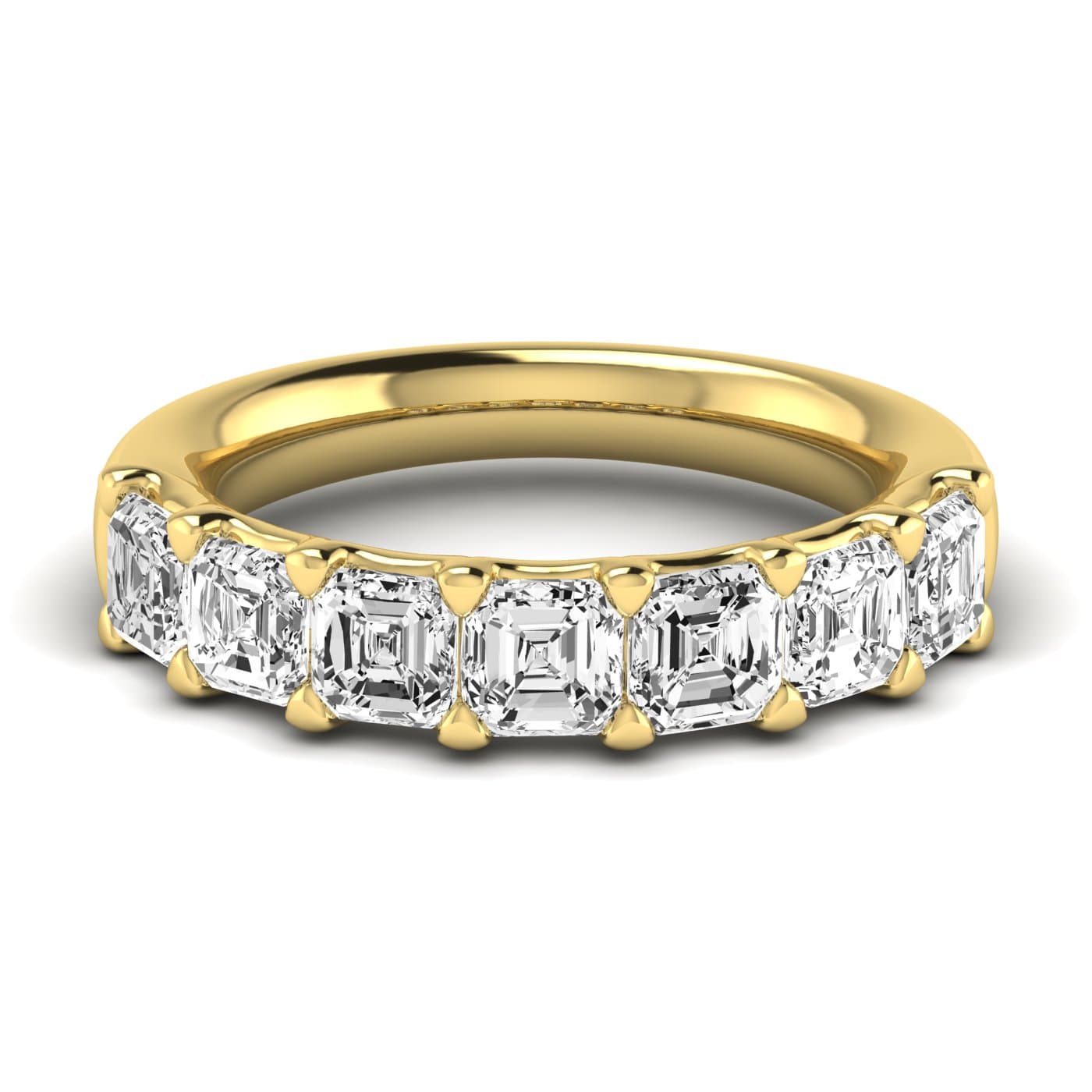 1/2 Spread Asscher Diamond Wedding Band (2.31 ct. tw.), Side view in yellow gold