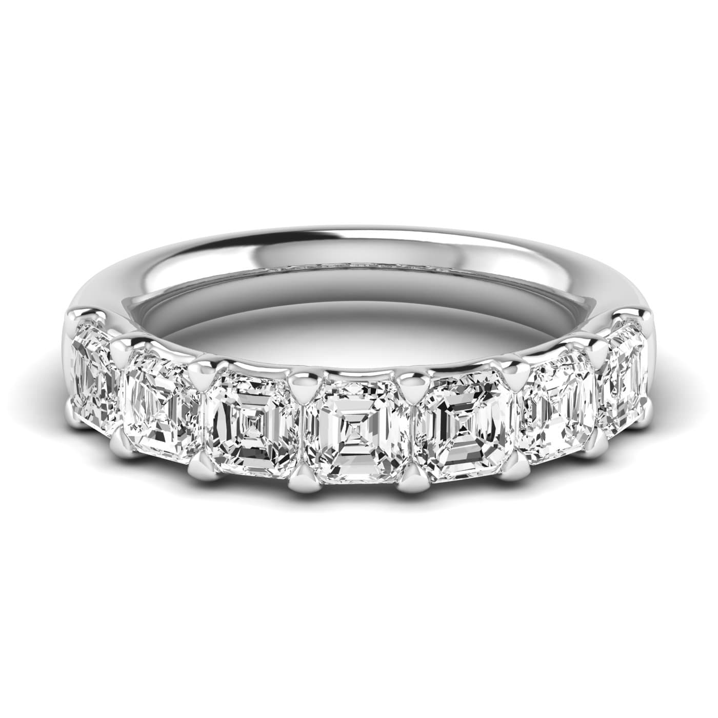 1/2 Spread Asscher Diamond Wedding Band (2.31 ct. tw.), Side view in white gold or platinum