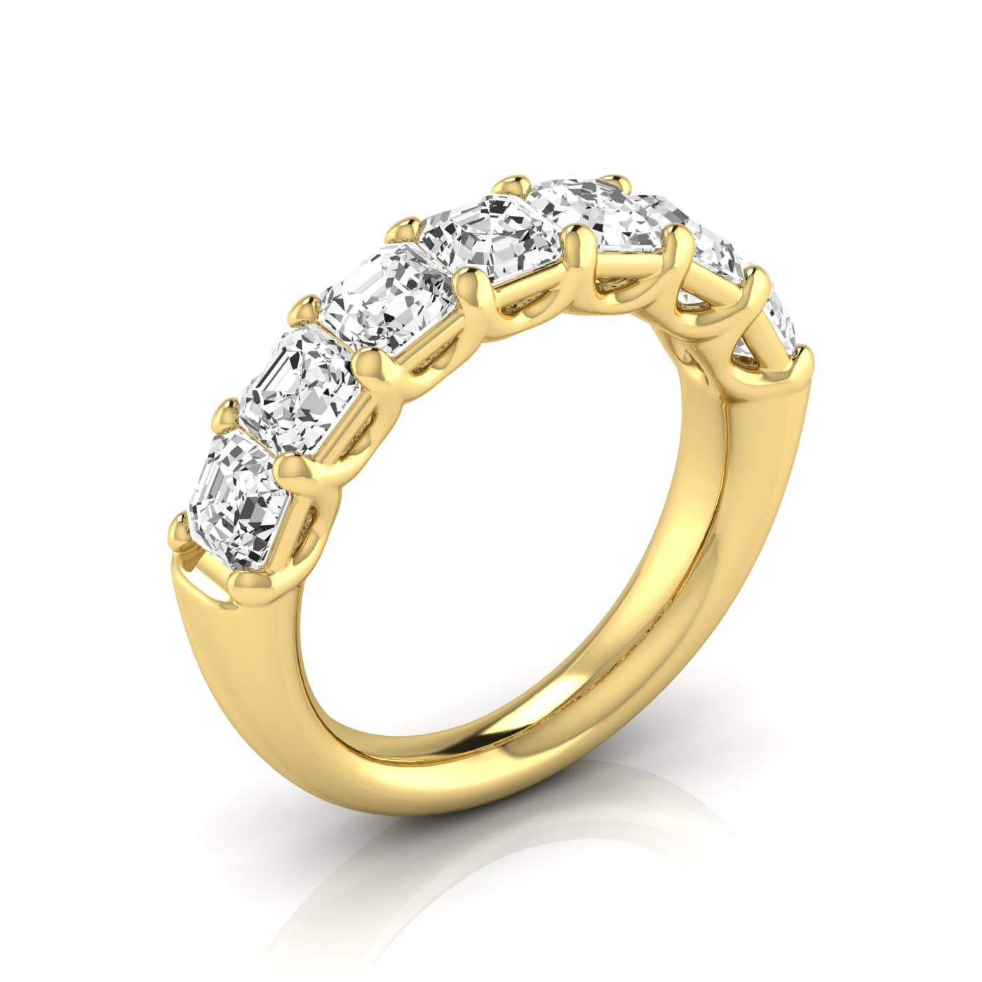 1/2 Spread Asscher Diamond Wedding Band (3 1/2 ct. tw.), Front view in yellow gold