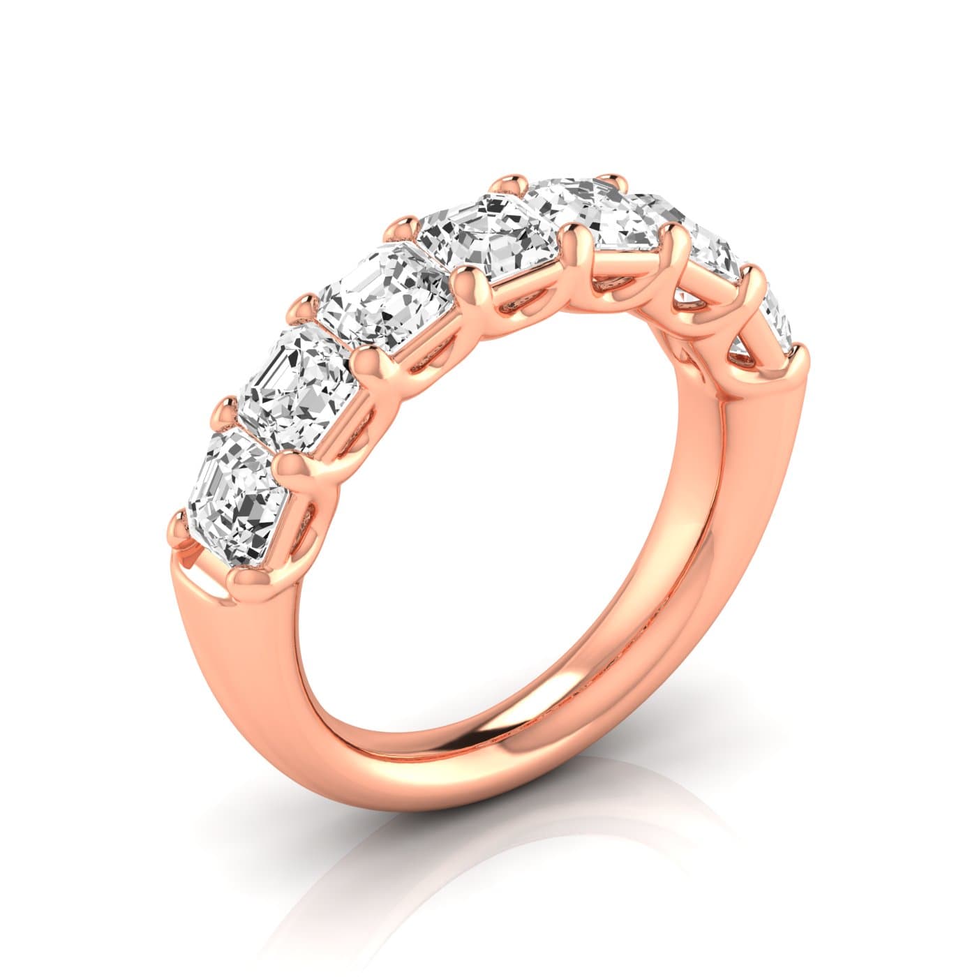 1/2 Spread Asscher Diamond Wedding Band (3 1/2 ct. tw.), Front view in rose gold