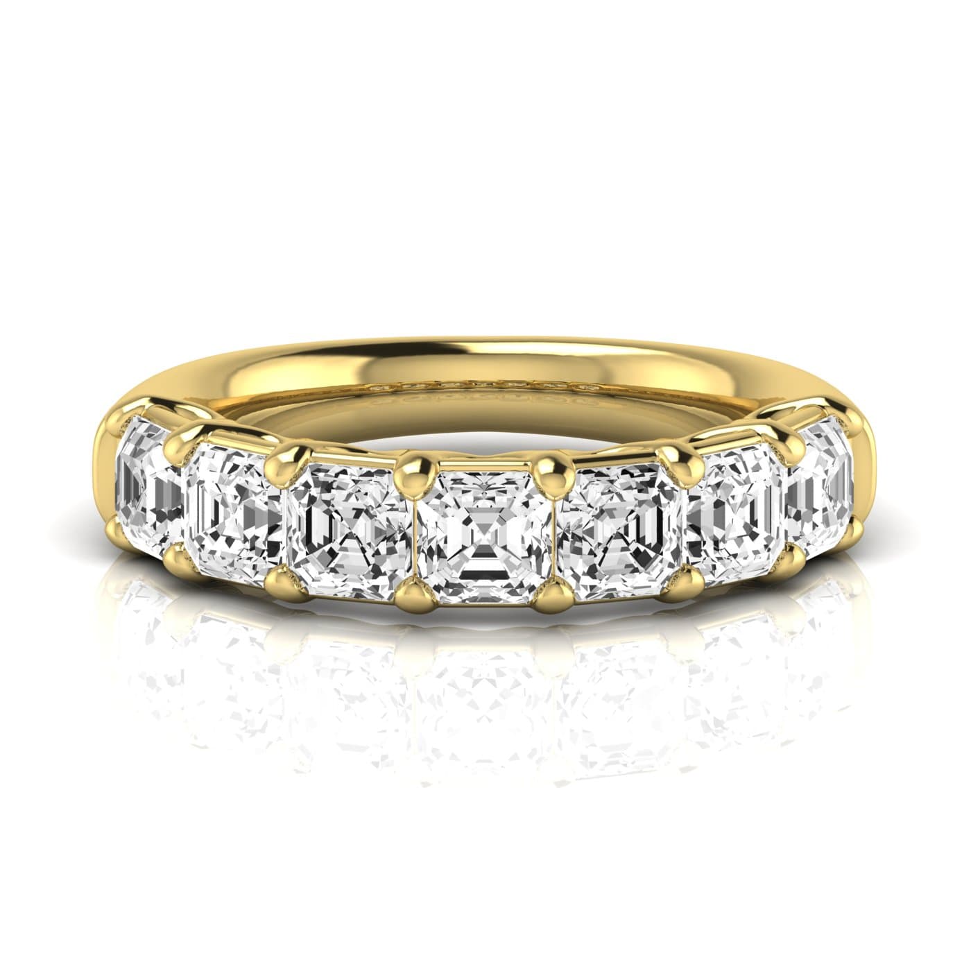 1/2 Spread Asscher Diamond Wedding Band (3 1/2 ct. tw.), Side view in yellow gold
