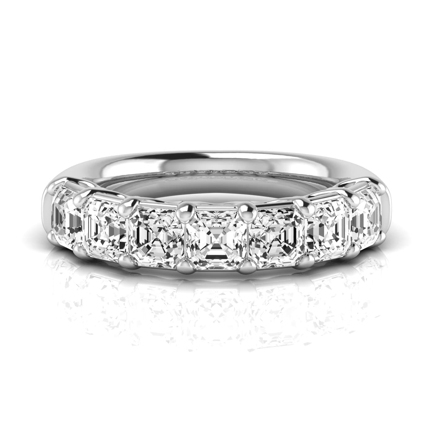 1/2 Spread Asscher Diamond Wedding Band (3 1/2 ct. tw.), Side view in white gold or platinum