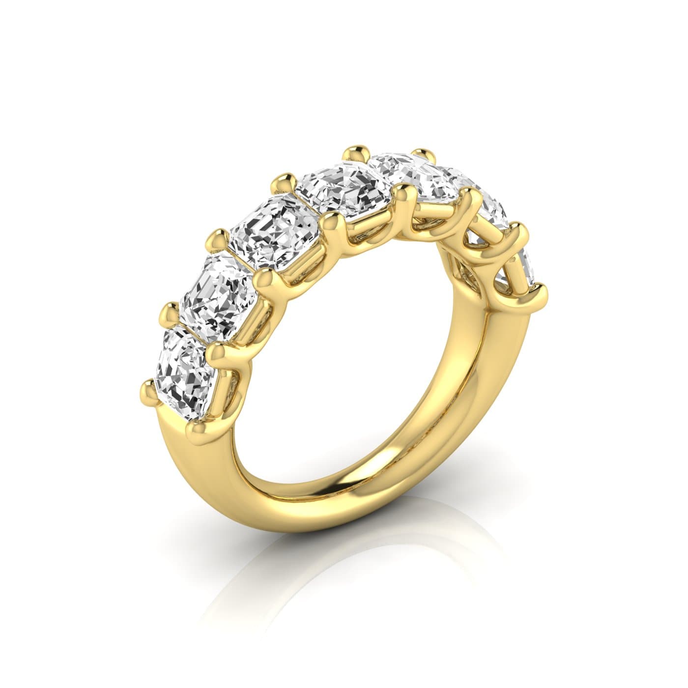 1/2 Spread Asscher Diamond Wedding Band (5 1/4 ct. tw.), Front view in yellow gold
