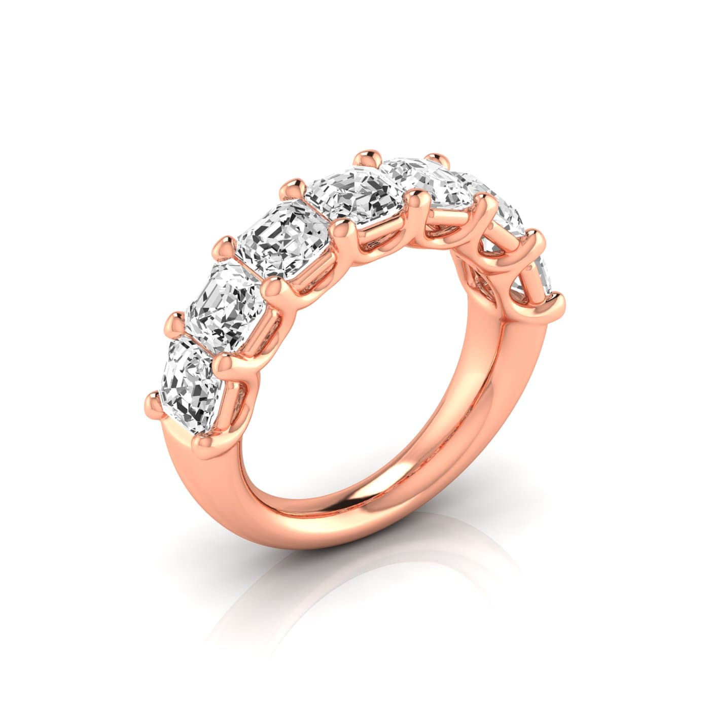 1/2 Spread Asscher Diamond Wedding Band (5 1/4 ct. tw.), Front view in rose gold