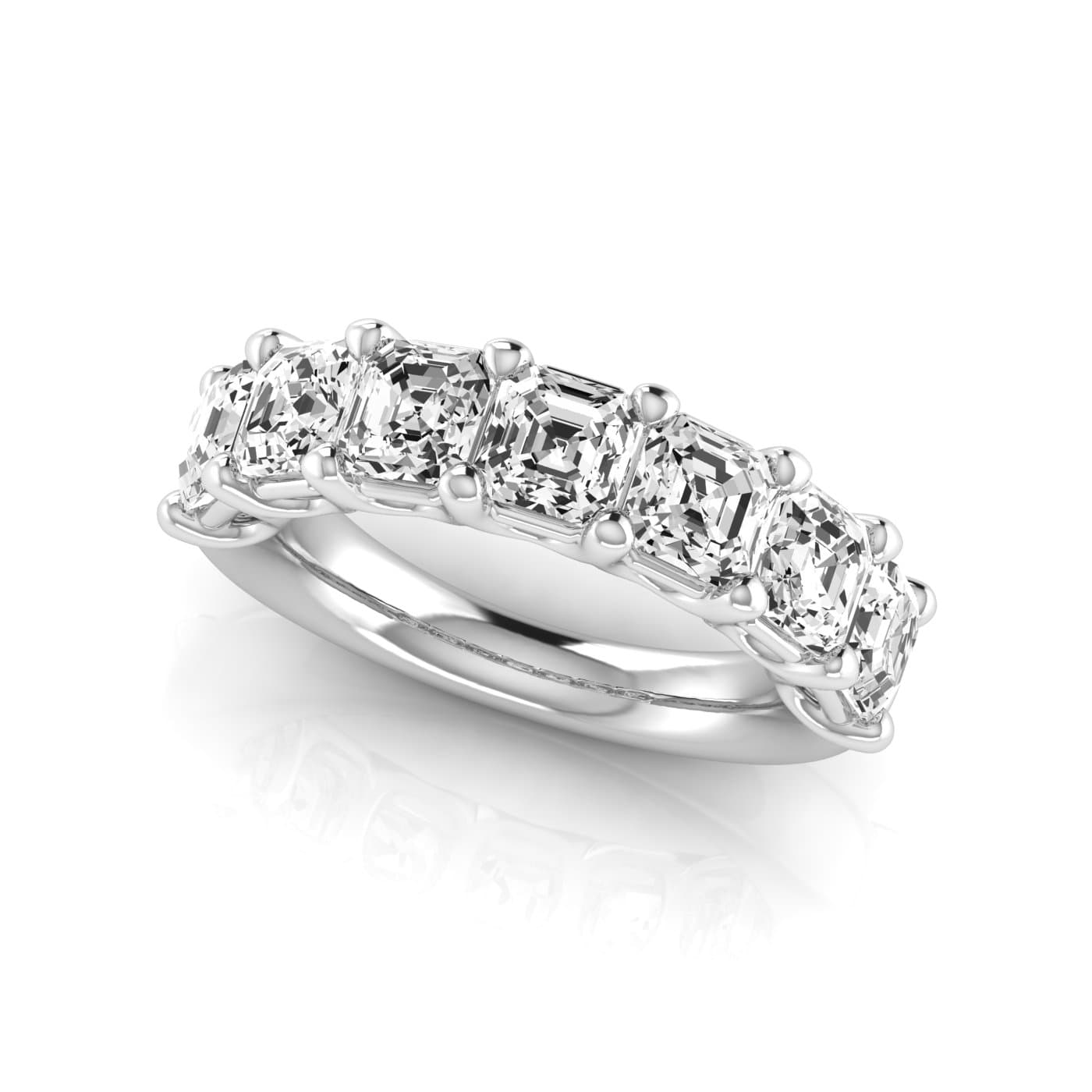 1/2 Spread Asscher Diamond Wedding Band (5 1/4 ct. tw.), On hand view in white gold or platinum