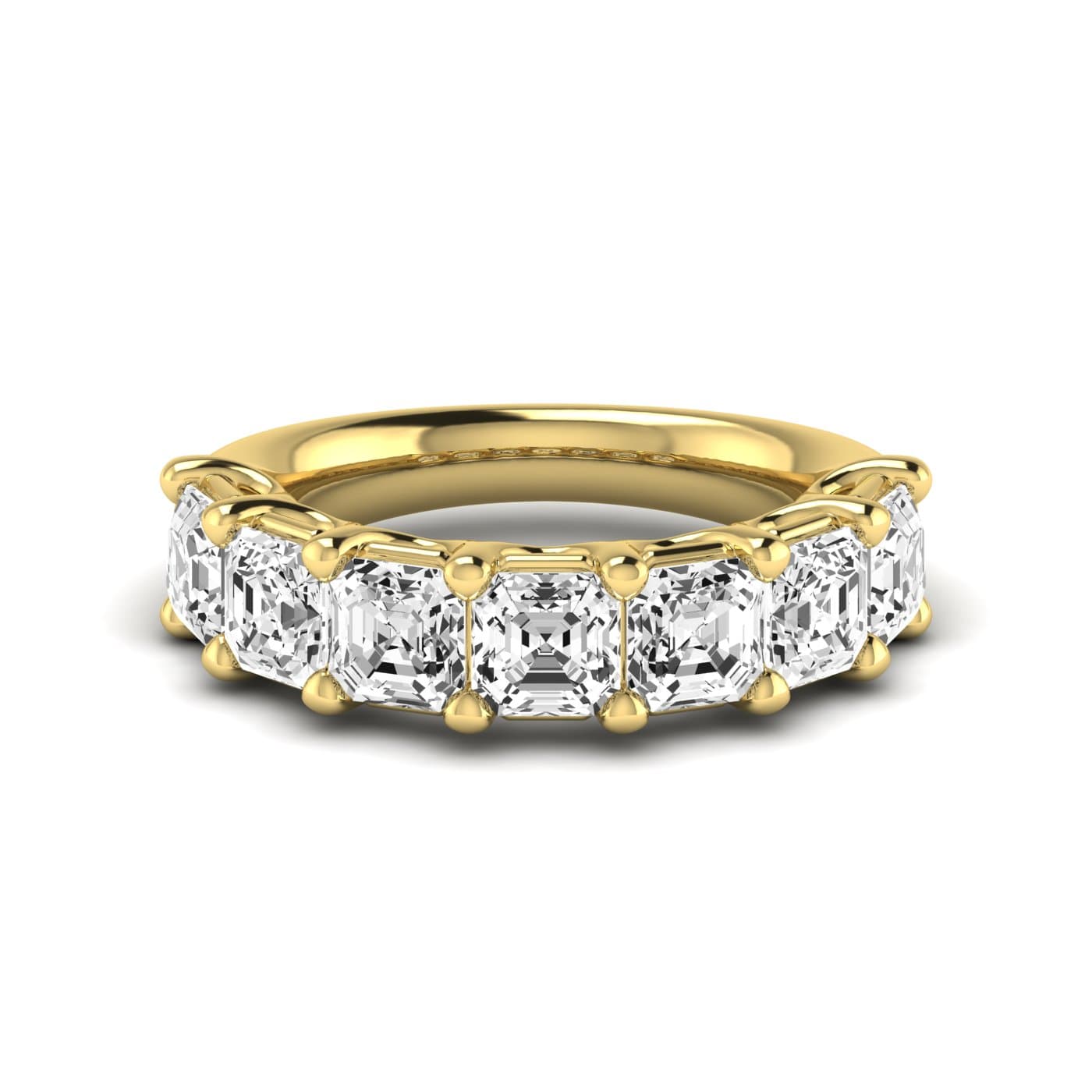 1/2 Spread Asscher Diamond Wedding Band (5 1/4 ct. tw.), Side view in yellow gold