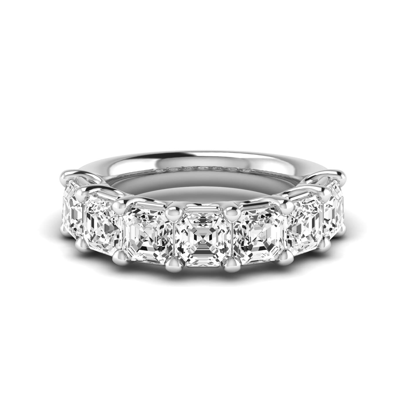 1/2 Spread Asscher Diamond Wedding Band (5 1/4 ct. tw.), Side view in white gold or platinum