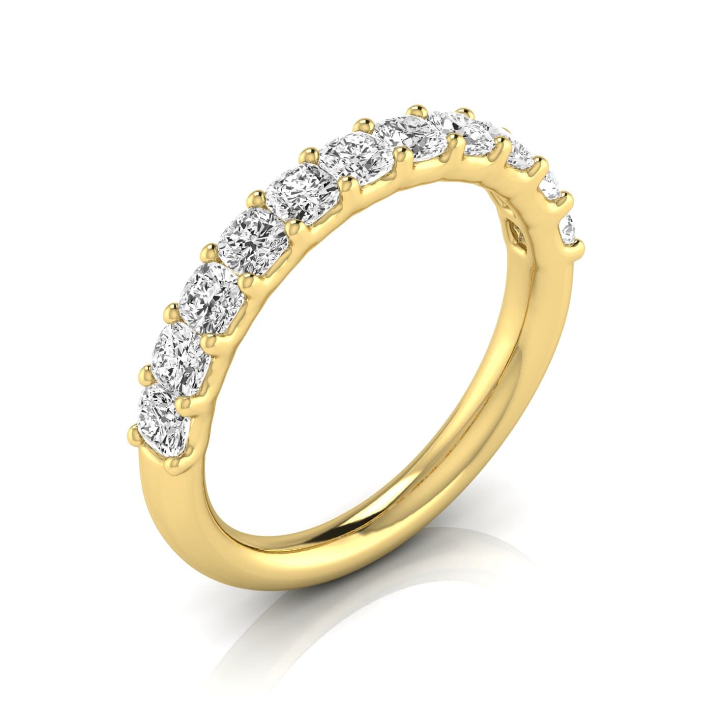 1/2 Spread Cushion Diamond Wedding Band (1.1 ct. tw.), Front view in yellow gold
