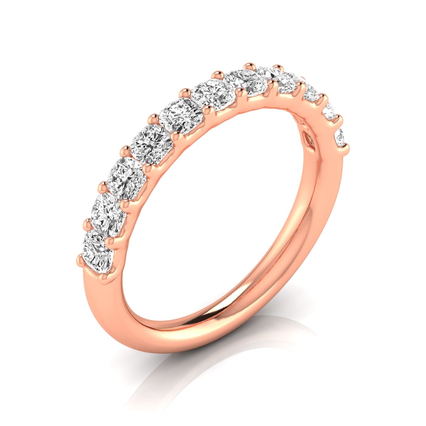 1/2 Spread Cushion Diamond Wedding Band (1.1 ct. tw.), Front view in rose gold