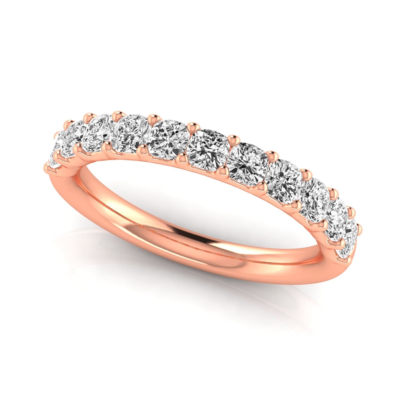 1/2 Spread Cushion Diamond Wedding Band (1.1 ct. tw.), On hand view in rose gold
