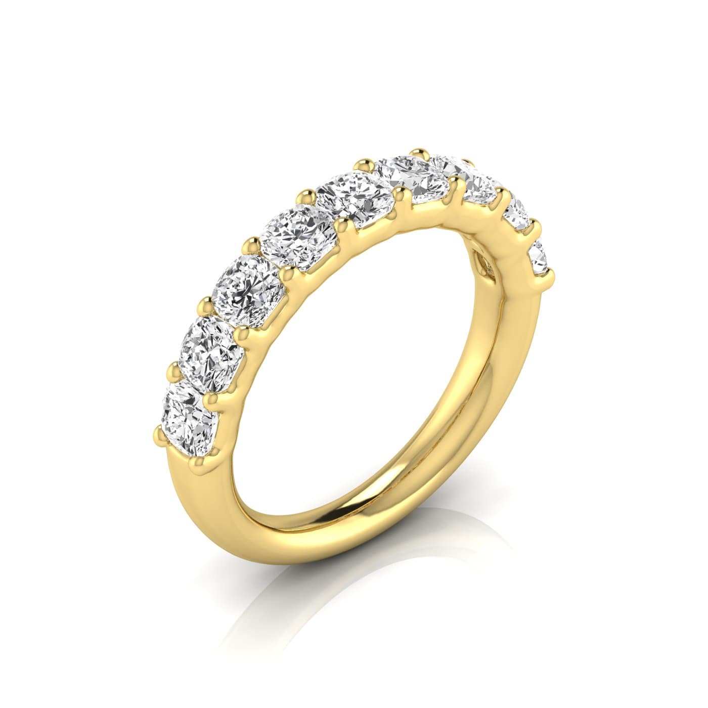 1/2 Spread Cushion Diamond Wedding Band (2 1/4 ct. tw.), Front view in yellow gold