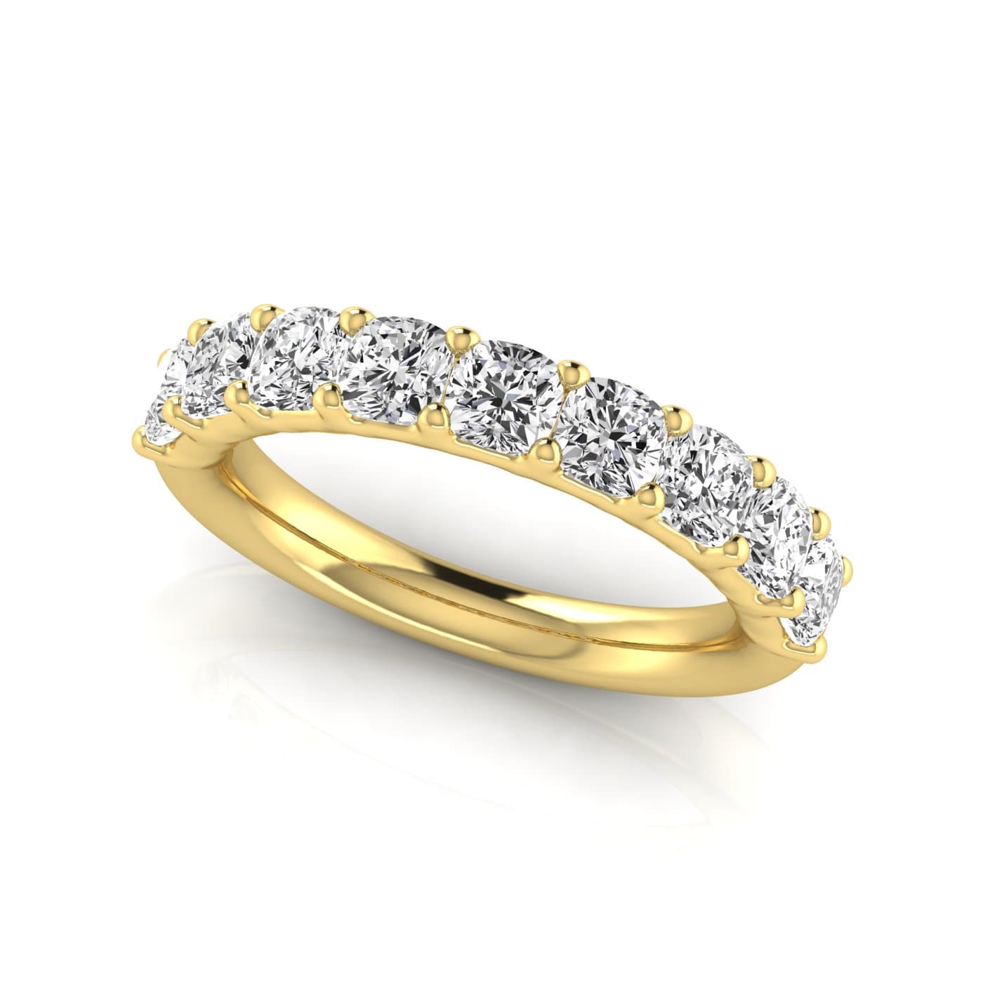 1/2 Spread Cushion Diamond Wedding Band (2 1/4 ct. tw.), On hand view in yellow gold