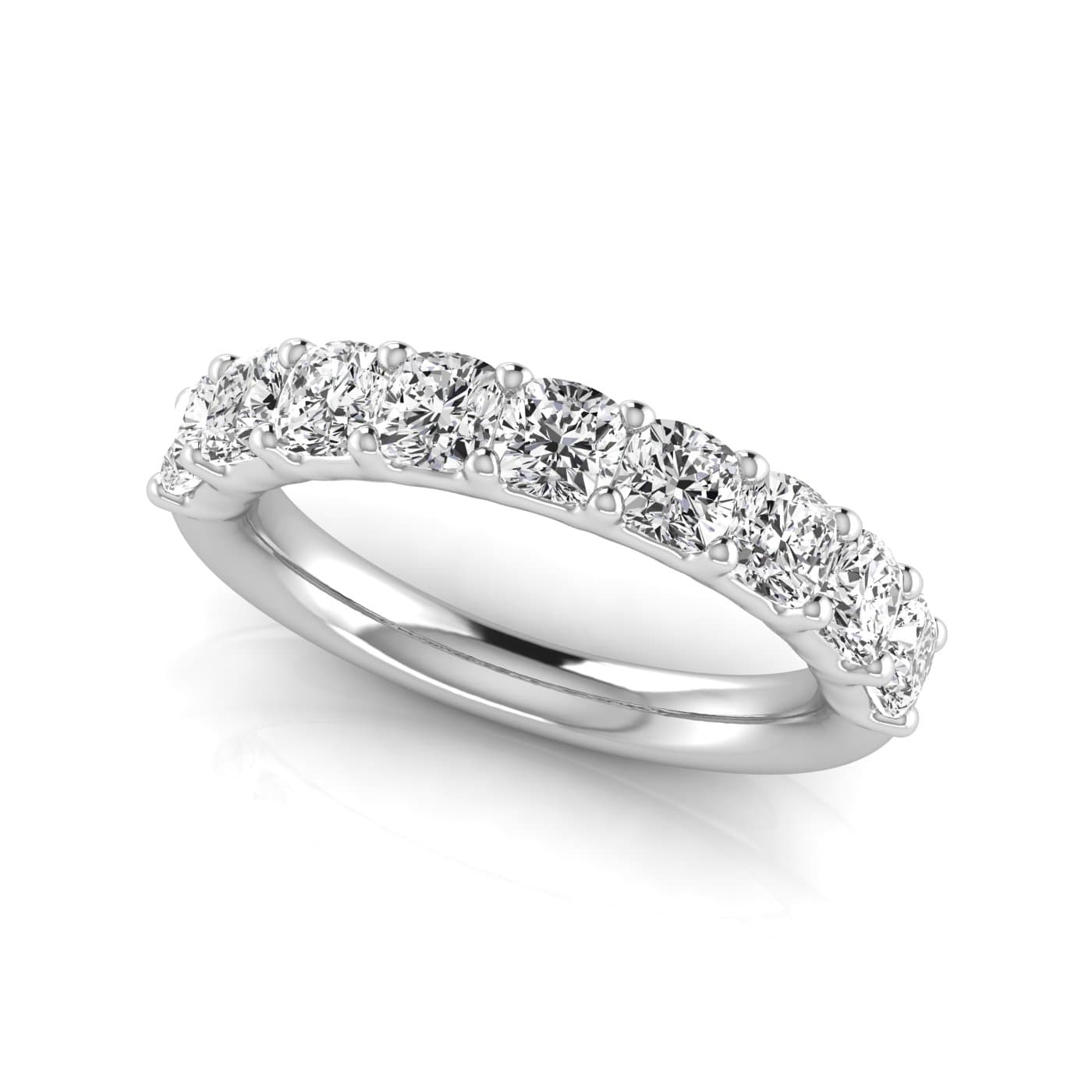 1/2 Spread Cushion Diamond Wedding Band (2 1/4 ct. tw.), On hand view in white gold or platinum