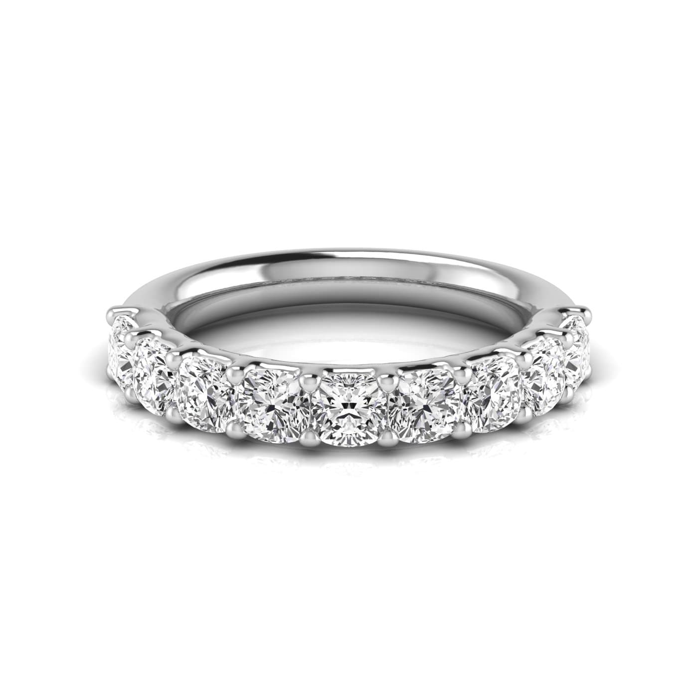 1/2 Spread Cushion Diamond Wedding Band (2 1/4 ct. tw.), Side view in white gold or platinum