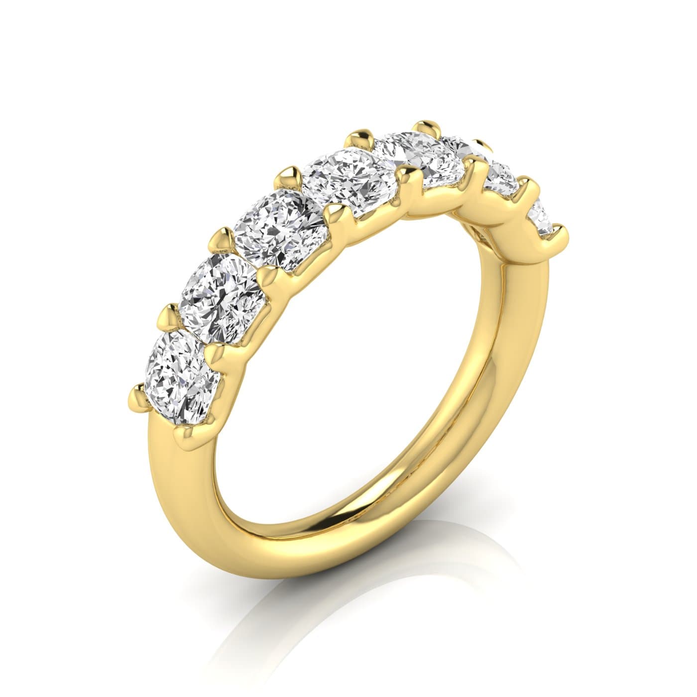 1/2 Spread Cushion Diamond Wedding Band (2.31 ct. tw.), Front view in yellow gold