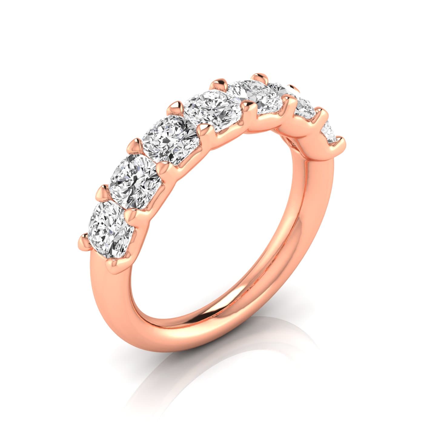 1/2 Spread Cushion Diamond Wedding Band (2.31 ct. tw.), Front view in rose gold