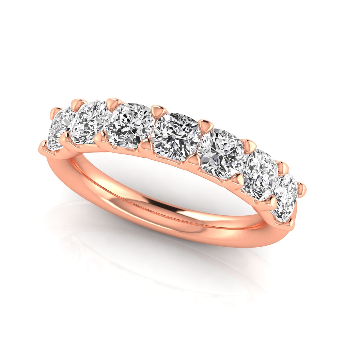 1/2 Spread Cushion Diamond Wedding Band (2.31 ct. tw.), On hand view in rose gold