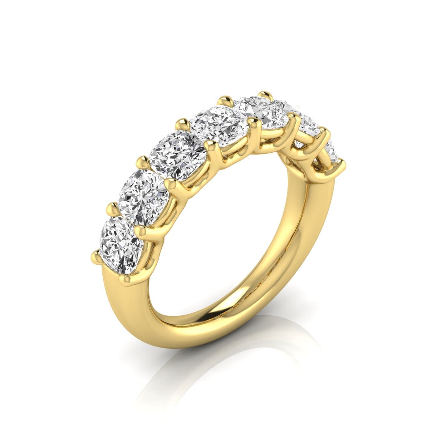 1/2 Spread Cushion Diamond Wedding Band (3 1/2 ct. tw.), Front view in yellow gold