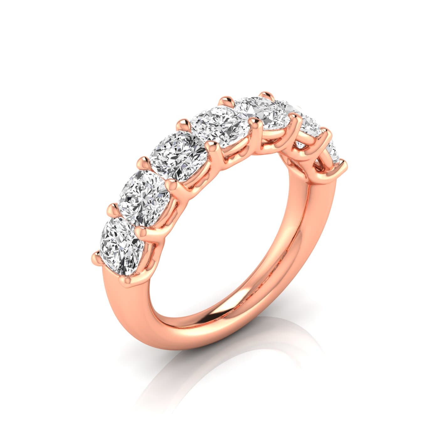 1/2 Spread Cushion Diamond Wedding Band (3 1/2 ct. tw.), Front view in rose gold