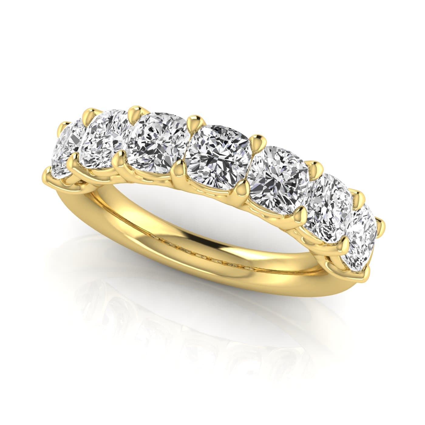 1/2 Spread Cushion Diamond Wedding Band (3 1/2 ct. tw.), On hand view in yellow gold