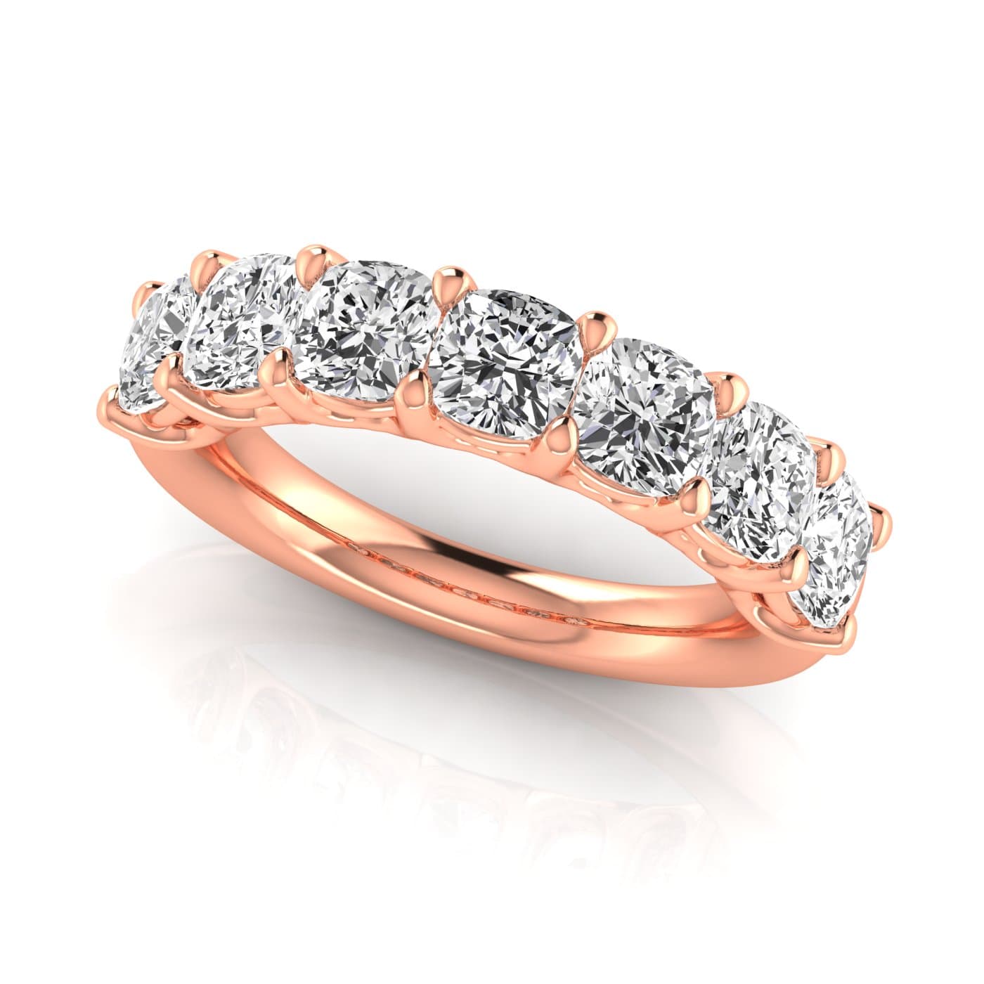 1/2 Spread Cushion Diamond Wedding Band (3 1/2 ct. tw.), On hand view in rose gold