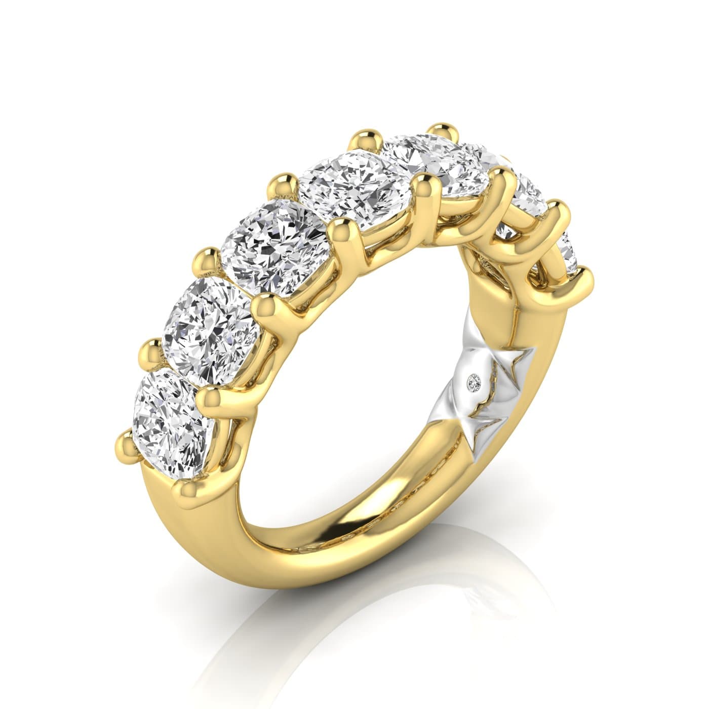 1/2 Spread Cushion Diamond Wedding Band (5 1/4 ct. tw.), Front view in yellow gold