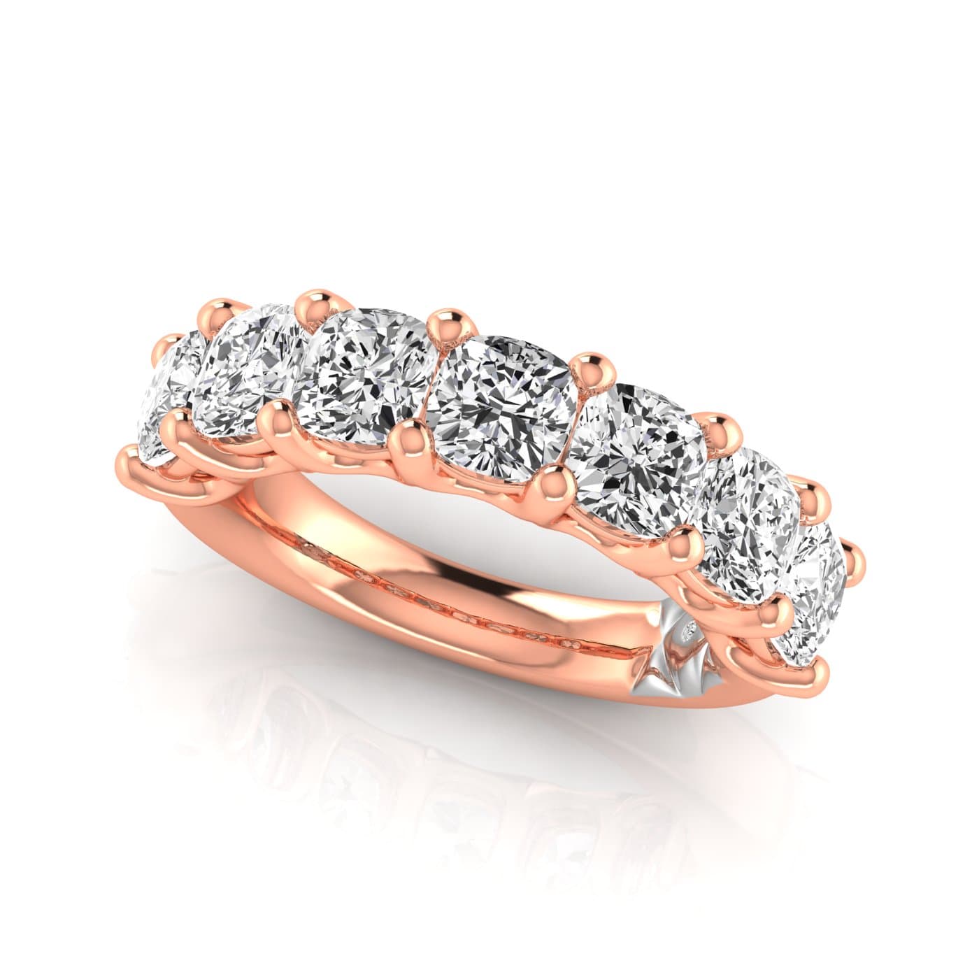 1/2 Spread Cushion Diamond Wedding Band (5 1/4 ct. tw.), On hand view in rose gold