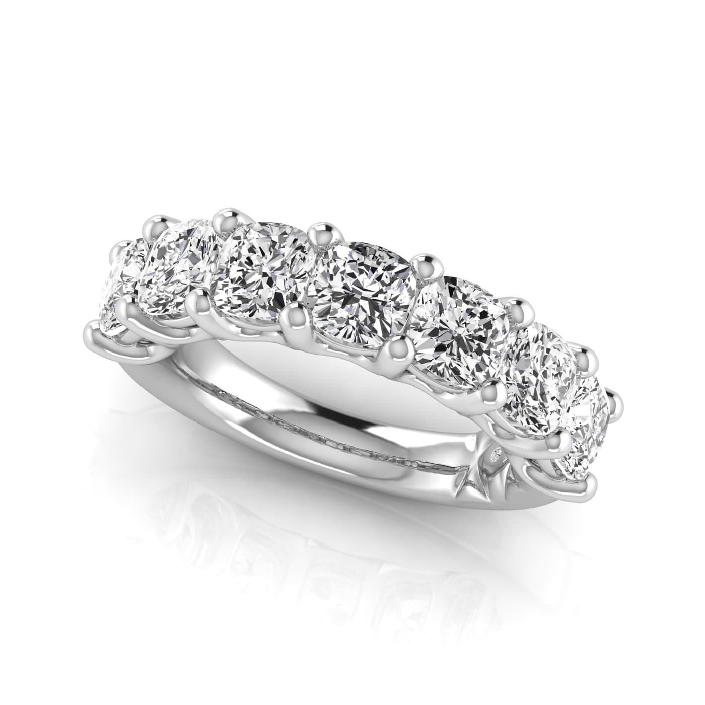 1/2 Spread Cushion Diamond Wedding Band (5 1/4 ct. tw.), On hand view in white gold or platinum
