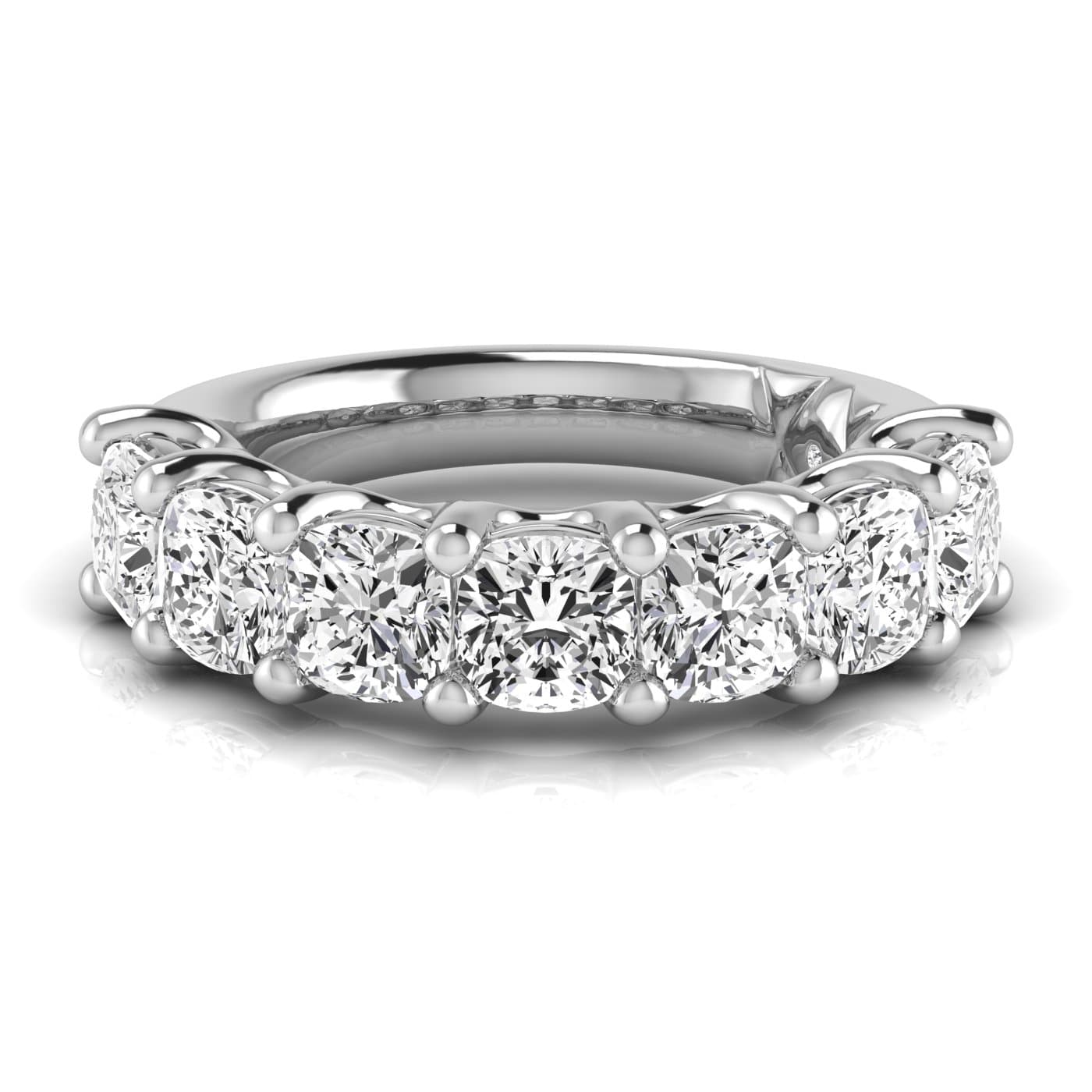 1/2 Spread Cushion Diamond Wedding Band (5 1/4 ct. tw.), Side view in white gold or platinum