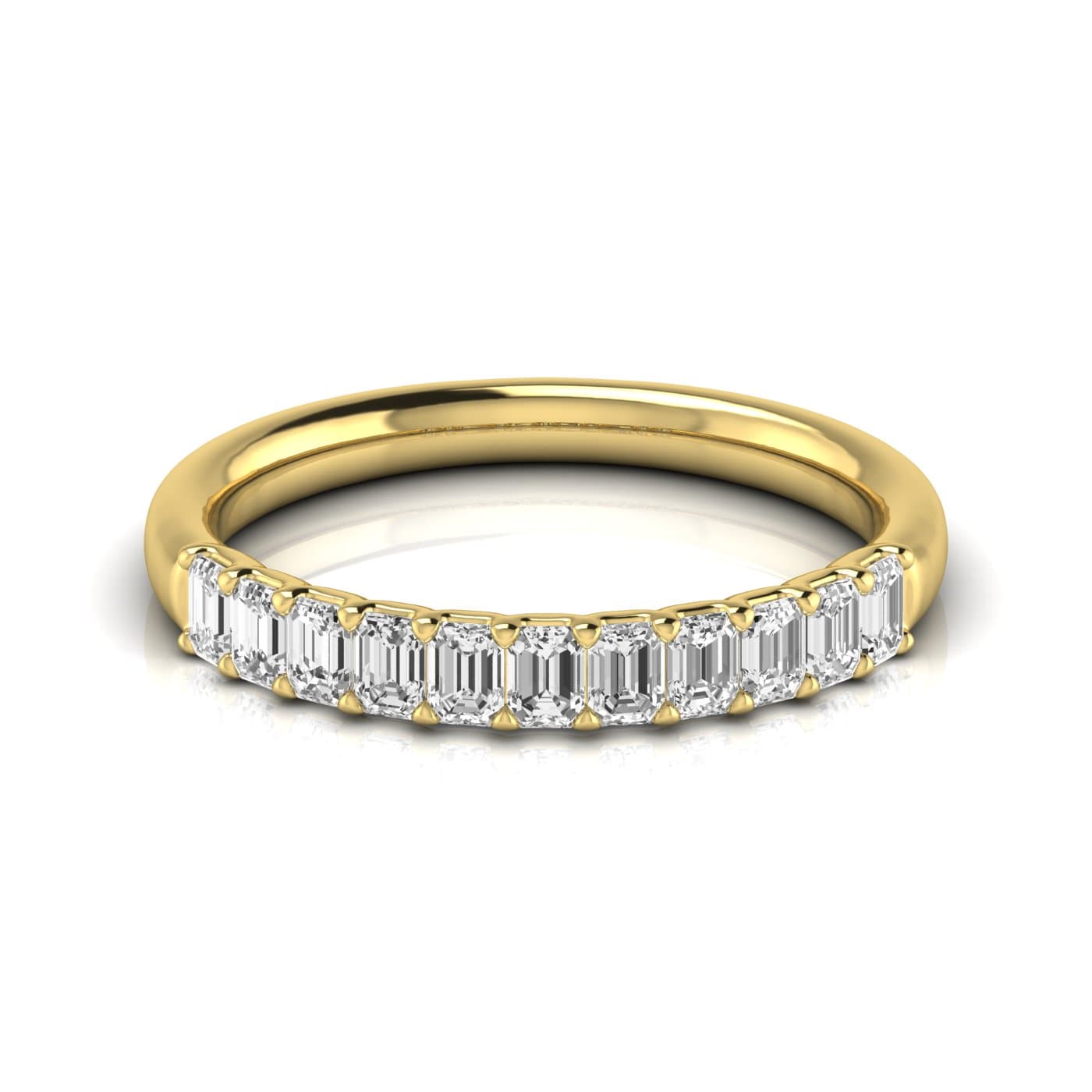 1/2 Spread Emerald Diamond Wedding Band (0.99 ct. tw.), Side view in yellow gold