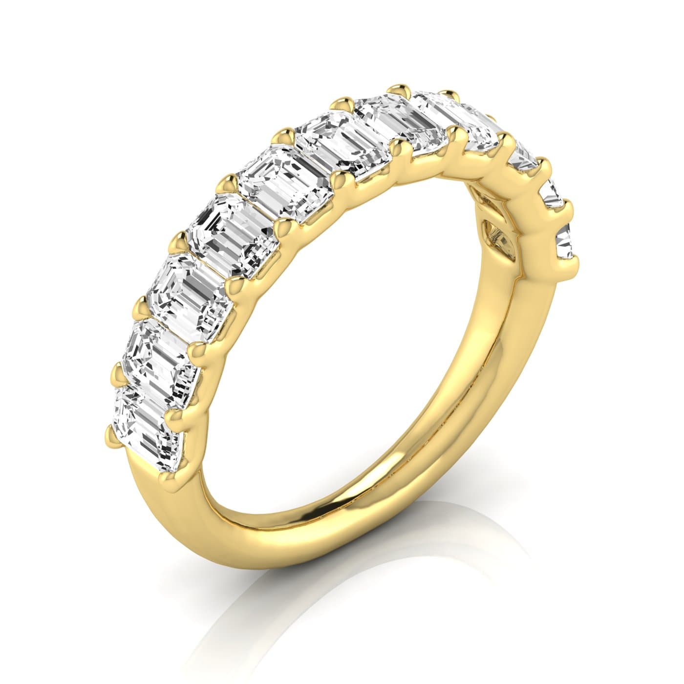 1/2 Spread Emerald Diamond Wedding Band (2 3/4 ct. tw.), Front view in yellow gold
