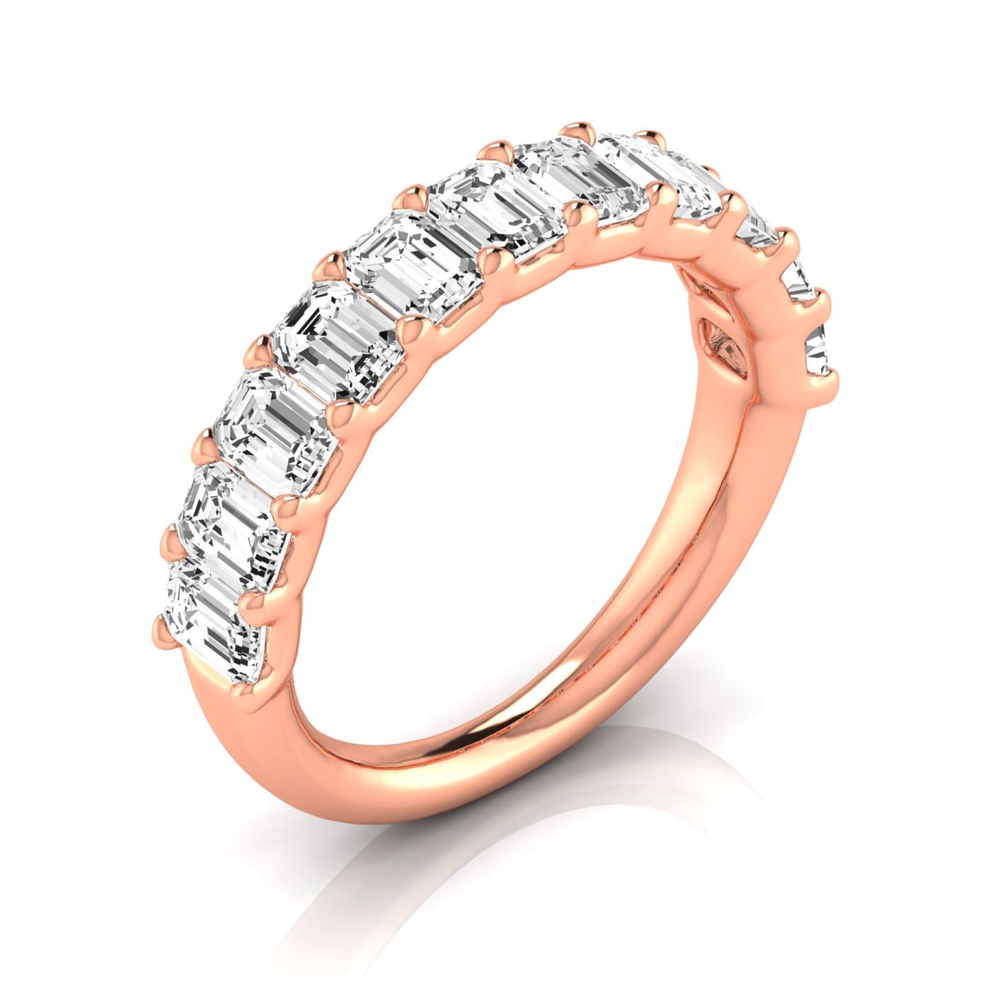 1/2 Spread Emerald Diamond Wedding Band (2 3/4 ct. tw.), Front view in rose gold