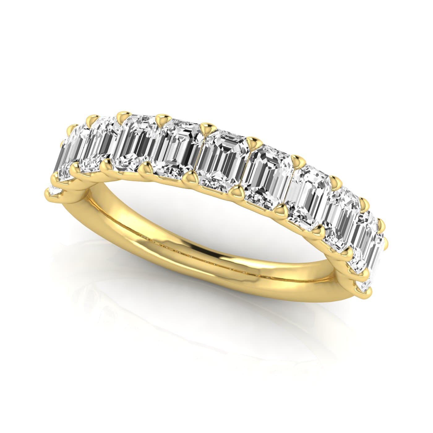 1/2 Spread Emerald Diamond Wedding Band (2 3/4 ct. tw.), On hand view in yellow gold