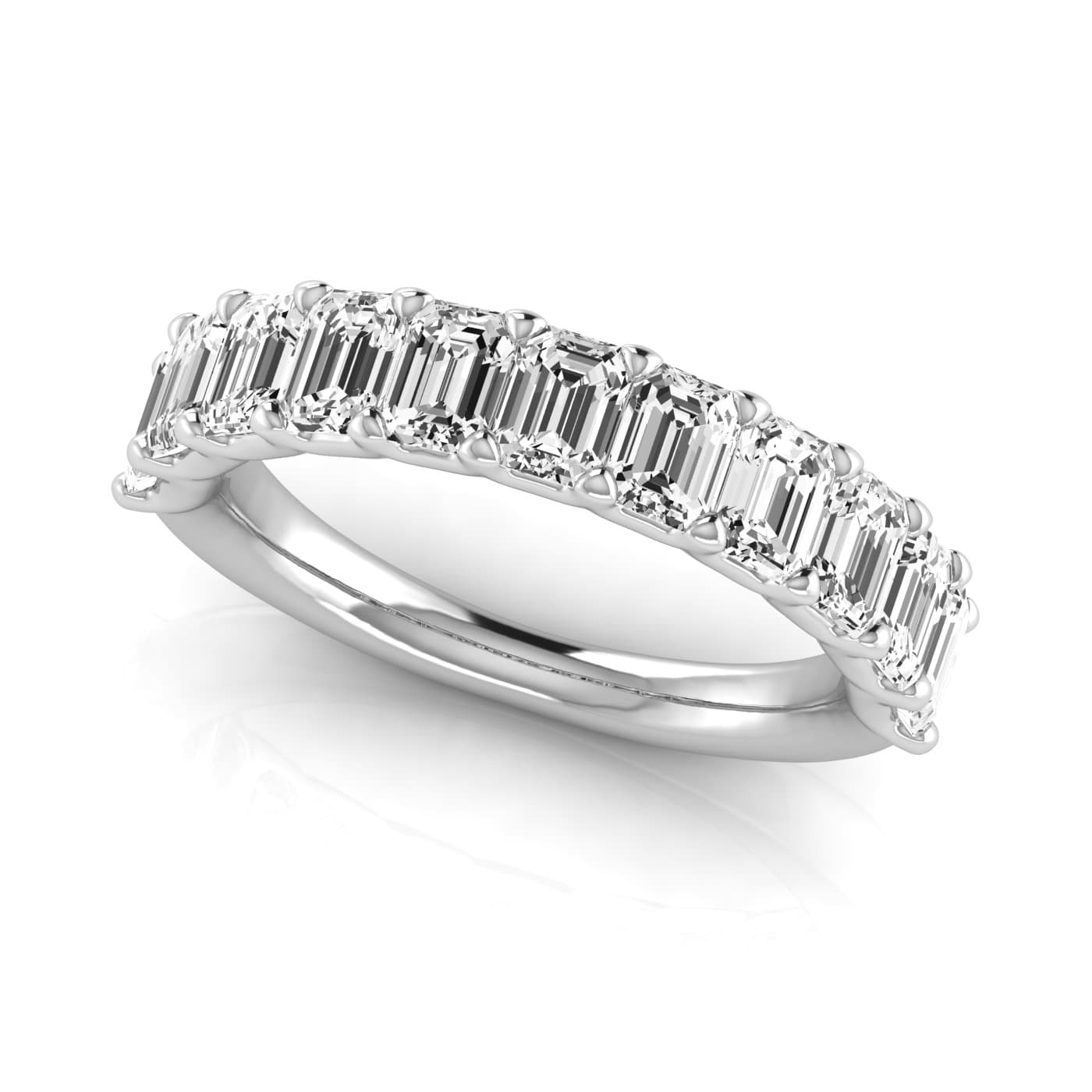 1/2 Spread Emerald Diamond Wedding Band (2 3/4 ct. tw.), On hand view in white gold or platinum