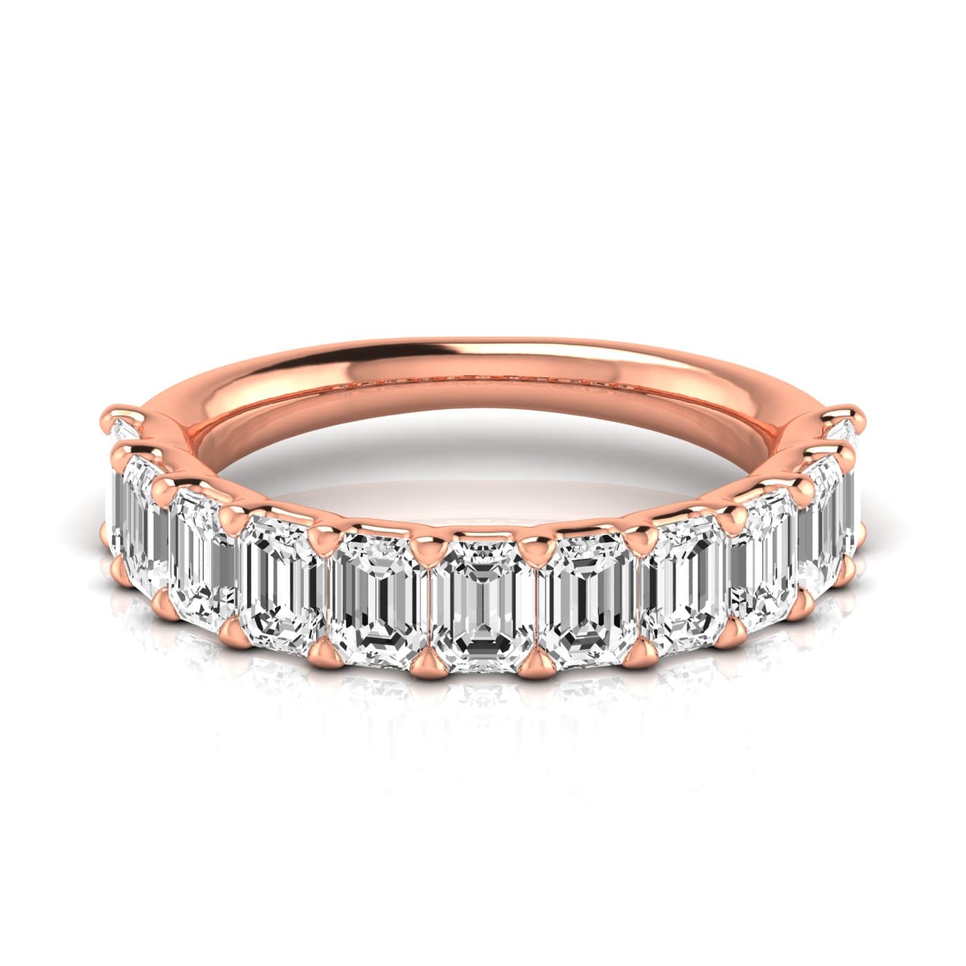 1/2 Spread Emerald Diamond Wedding Band (2 3/4 ct. tw.), Side view in rose gold