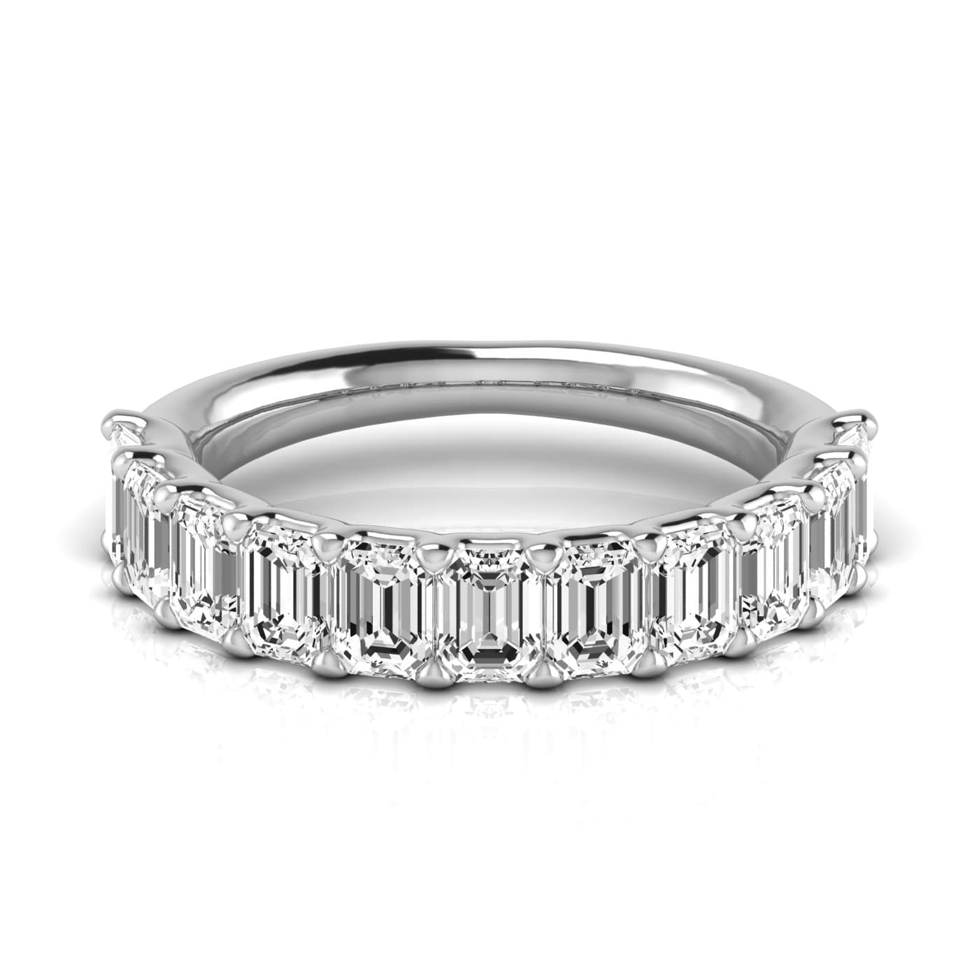 1/2 Spread Emerald Diamond Wedding Band (2 3/4 ct. tw.), Side view in white gold or platinum