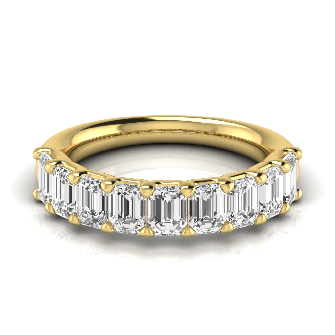 1/2 Spread Emerald Diamond Wedding Band (2.97 ct. tw.), Side view in yellow gold