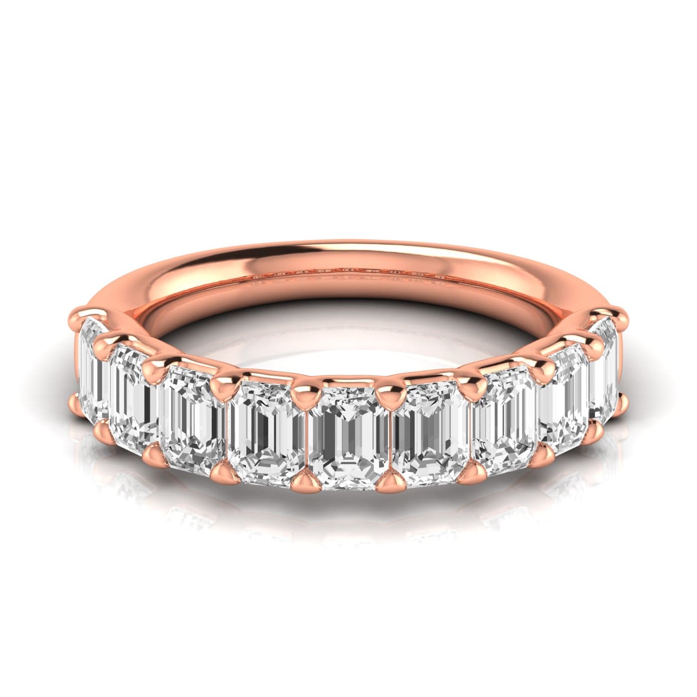 1/2 Spread Emerald Diamond Wedding Band (2.97 ct. tw.), Side view in rose gold