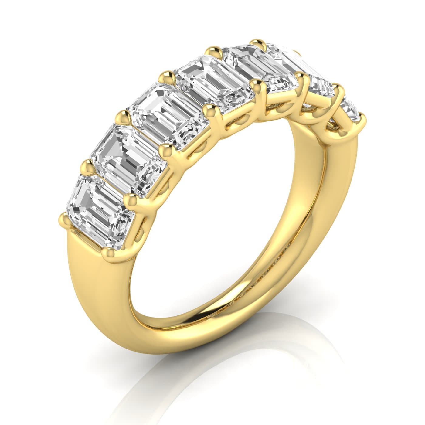 1/2 Spread Emerald Diamond Wedding Band (3 1/2 ct. tw.), Front view in yellow gold