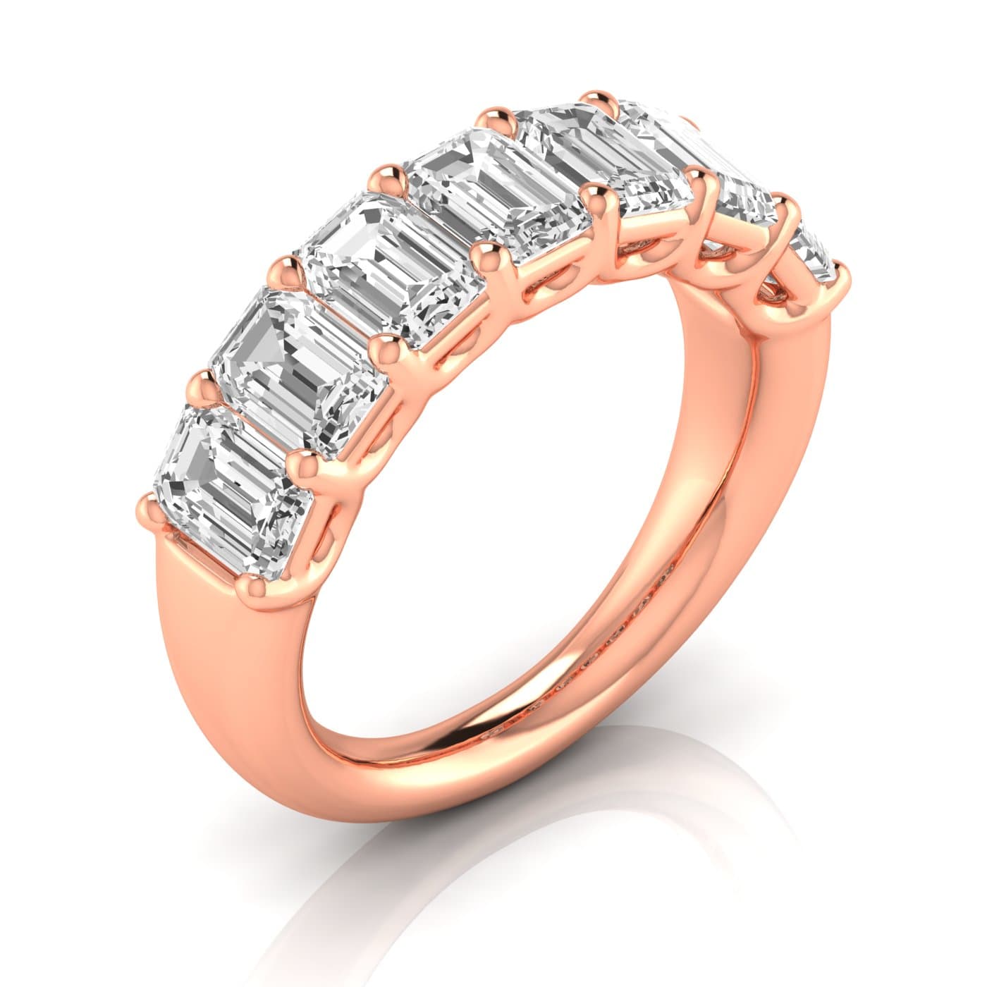 1/2 Spread Emerald Diamond Wedding Band (3 1/2 ct. tw.), Front view in rose gold