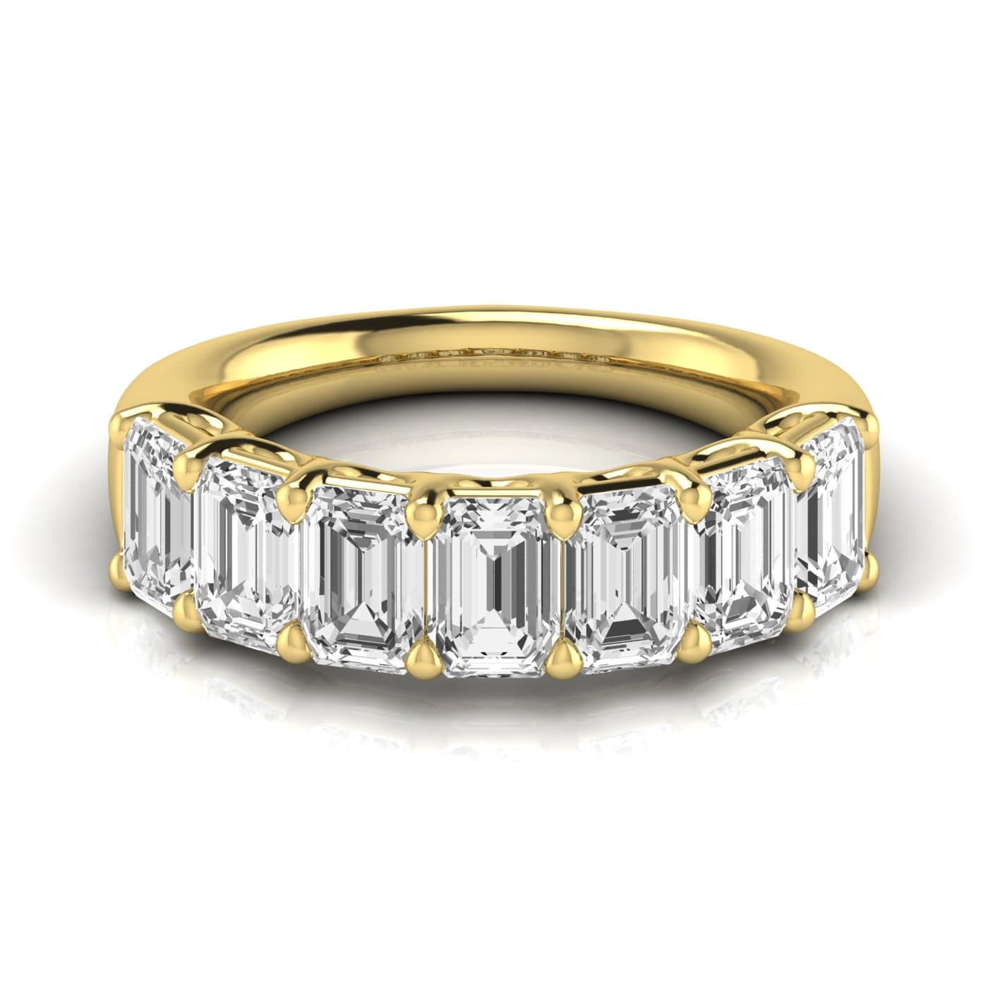 1/2 Spread Emerald Diamond Wedding Band (3 1/2 ct. tw.), Side view in yellow gold